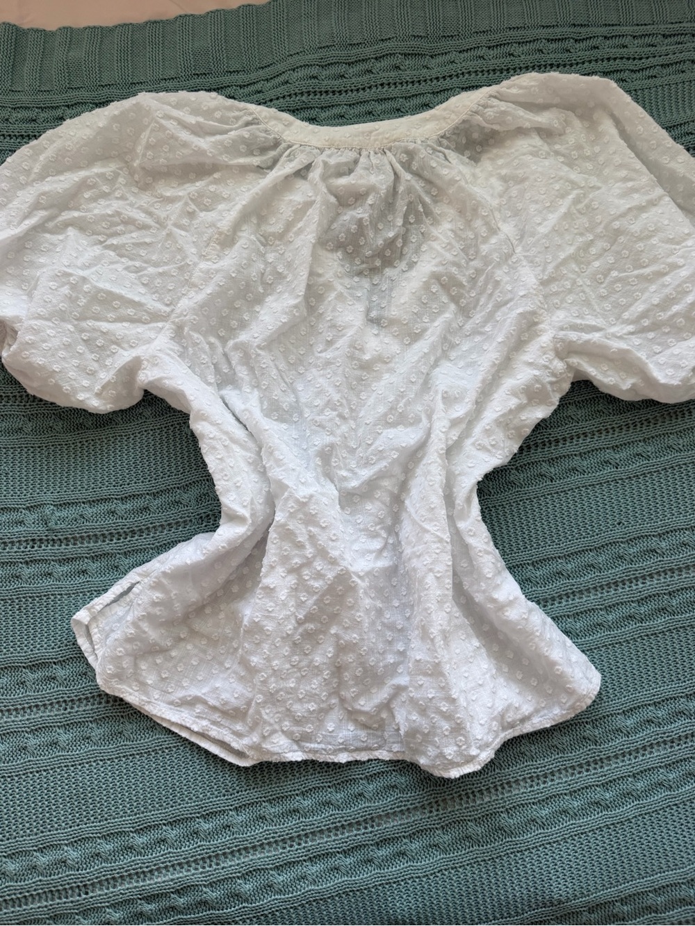 LOFT White Swiss Dot Tie-Neck Blouse Size Medium - Picture 5 of 5